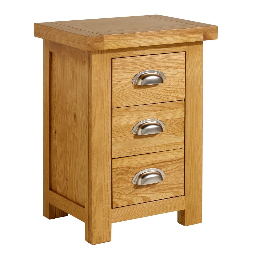 Happy Beds Woburn Oak Small 3 Drawer Bedside Table