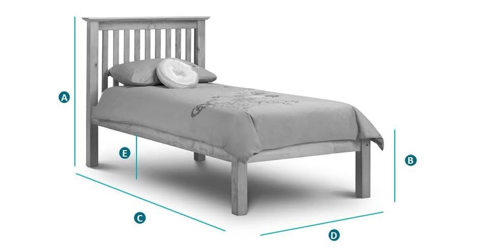 Happy Beds Barcelona Low Foot End Pine 3ft Bed Sketch Dimensions
