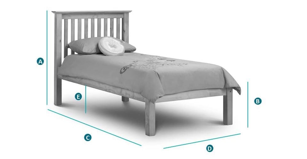 Happy Beds Barcelona Low Foot End White 3ft Sketch Dimensions