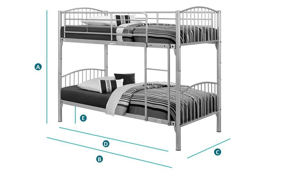 Corfu Silver Finish Metal Bunk Bed Sketch