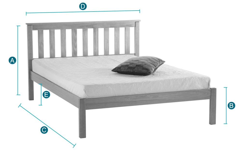 Denver Grey Solid Pine Wooden Bed Sketch 2