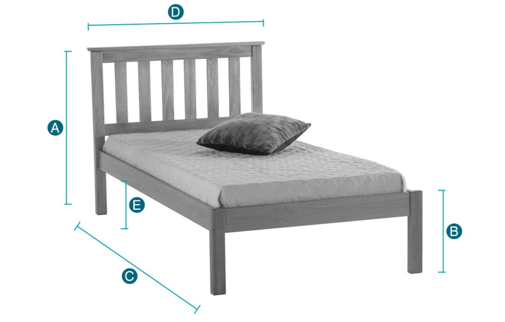 Denver Grey Solid Pine Wooden Bed Sketch 1