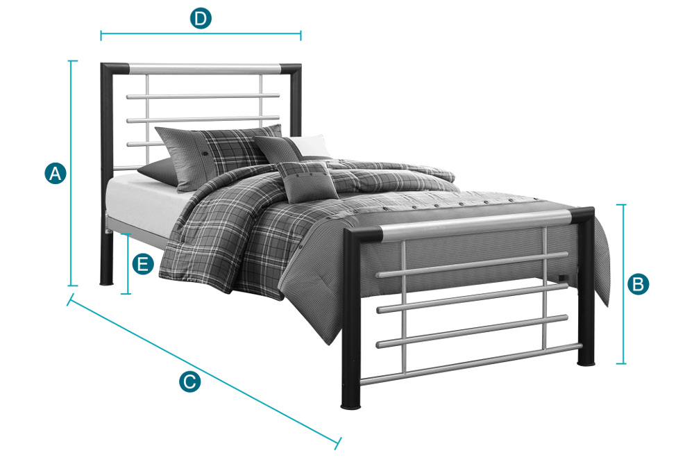 Faro Black And Silver Finish Metal Bed Single Sketch