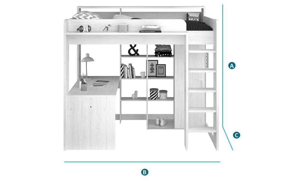 Higher White Wooden High Sleeper Sketch