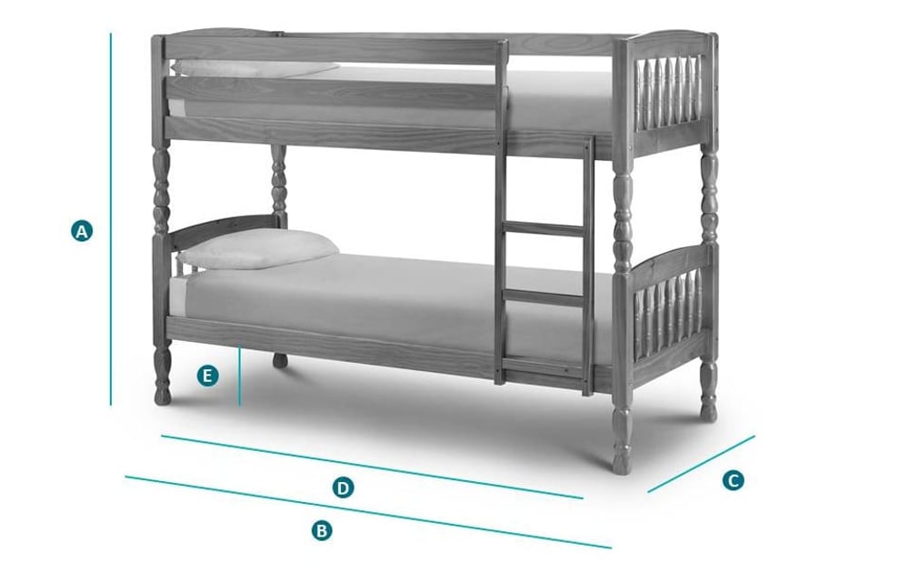 Lincoln Antique Solid Pine Wooden Bunk Bed Sketch