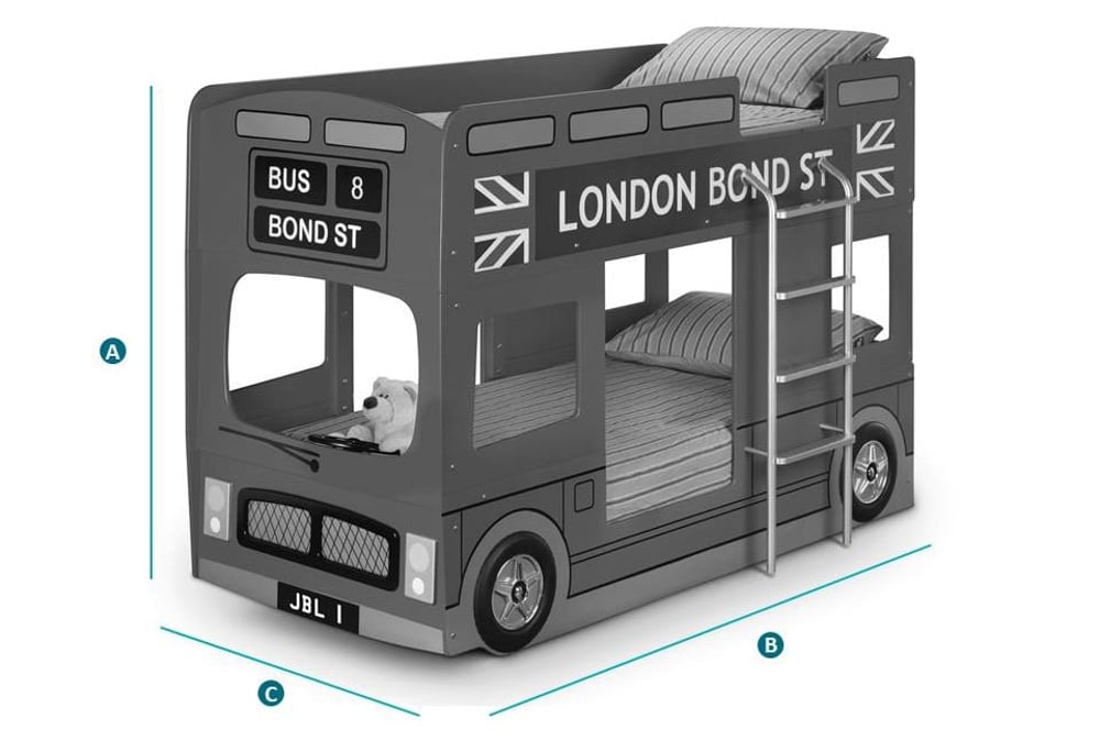 London Bus Red Kids Theme Bunk Bed Sketch
