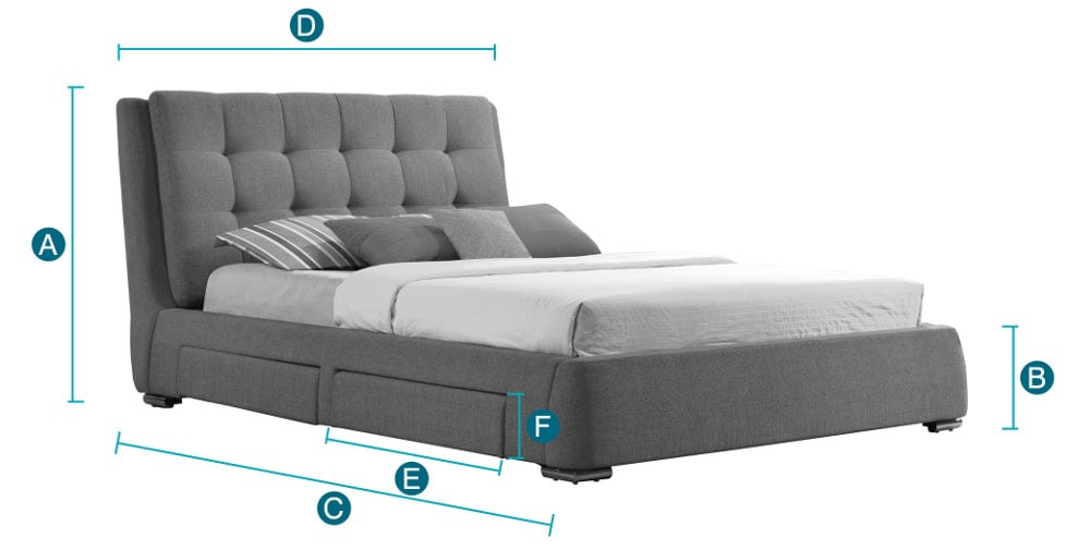 Happy Beds Mayfair 4 Drawer Bed Sketch Dimensions