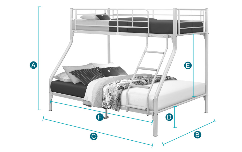 Happy Beds Nexus Triple Bunk Sketch Dimensions