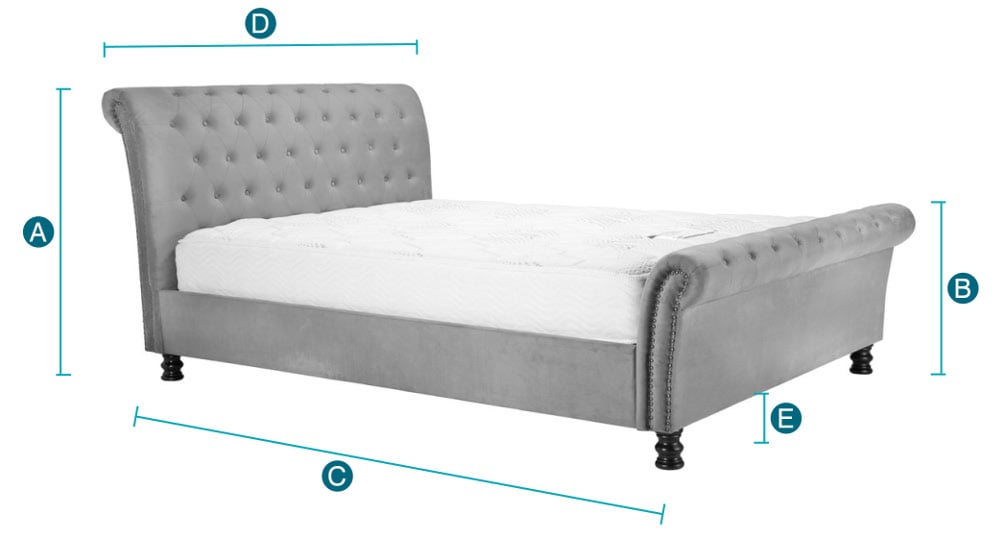 Happy Beds Opulence Sleigh Bed Sketch Dimensions