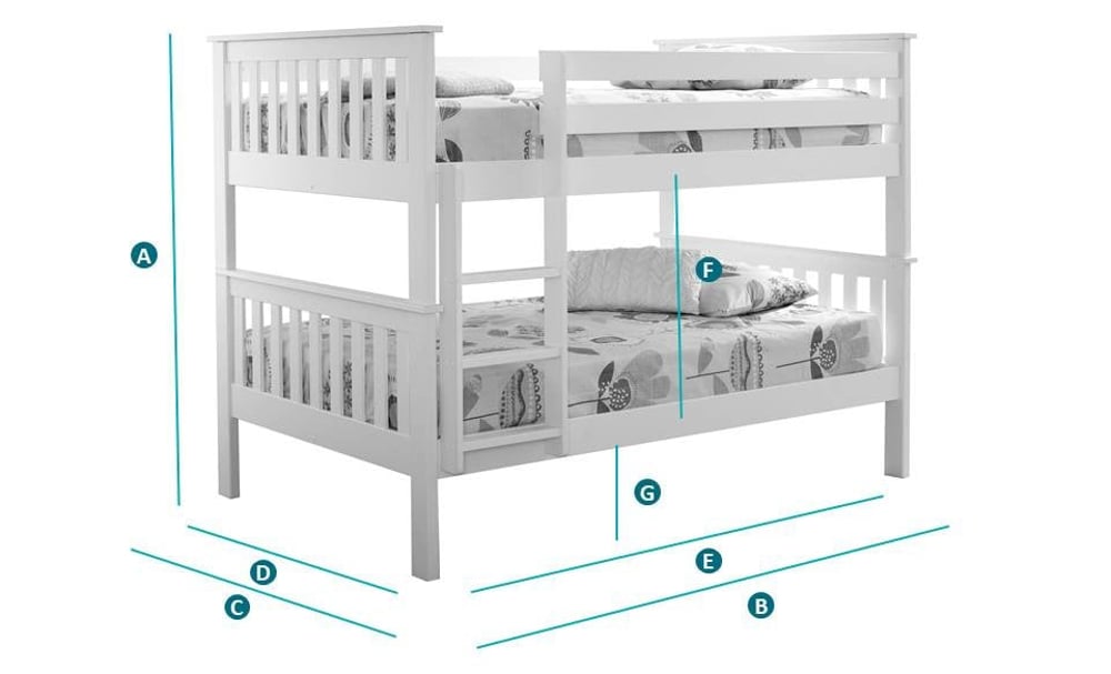 Happy Beds Oslo Quadruple Sleeper Sketch Dimensions