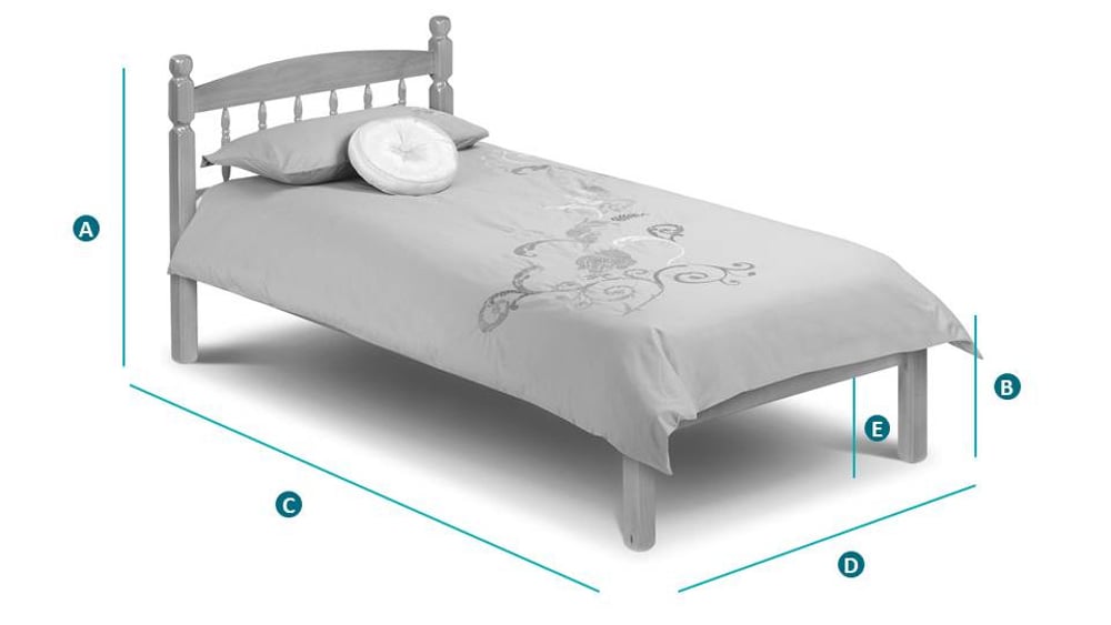 Happy Beds Pickwick 3ft Wooden Bed Sketch Dimensions