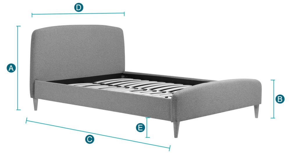 Happy Beds Quebec Fabric Bed Sketch Dimensions