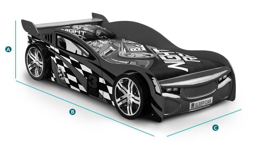 Happy Beds Scorpion Kids Racer Car Sketch Dimensions