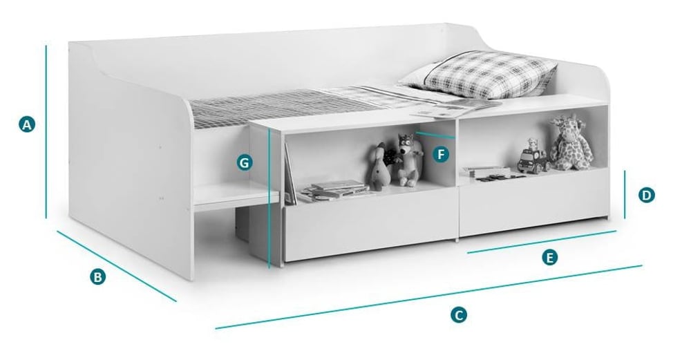 Happy Beds Stella Low Sleeper Sketch Dimensions