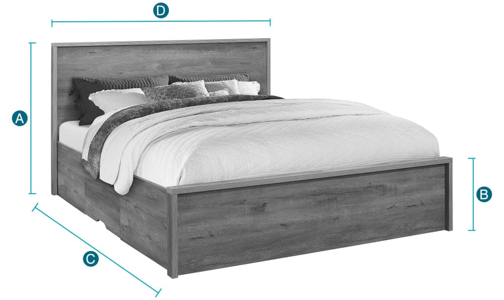 Happy Beds Stockwell Oak Bed Sketch Dimensions