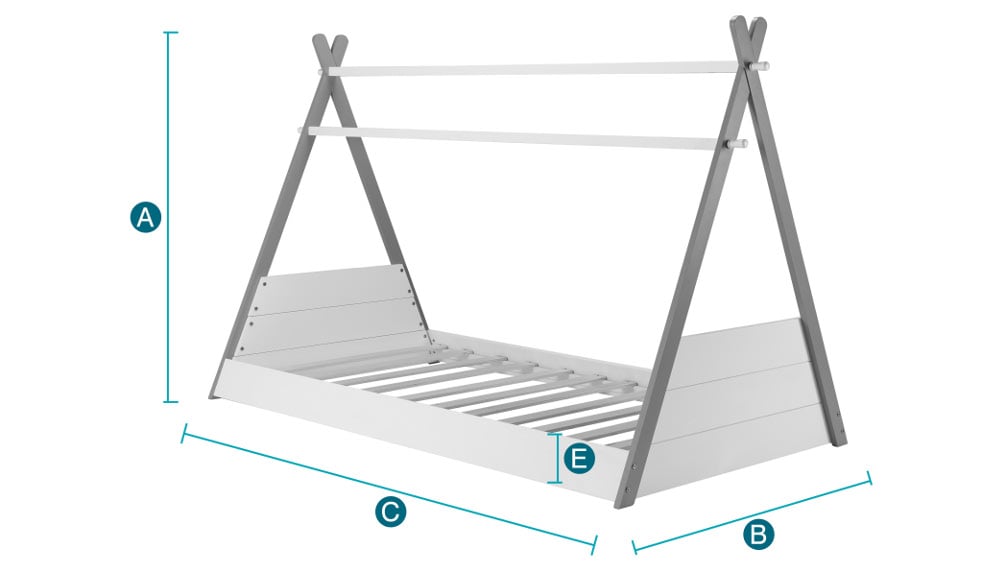 Teepee Wooden Bed Sketch Dimensions