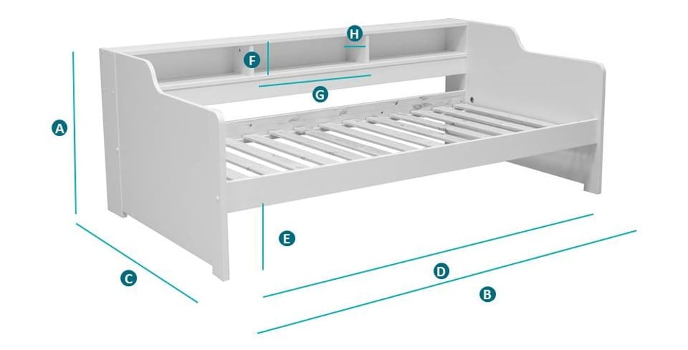 Happy Beds Tyler Grey Day Bed Sketch Dimensions