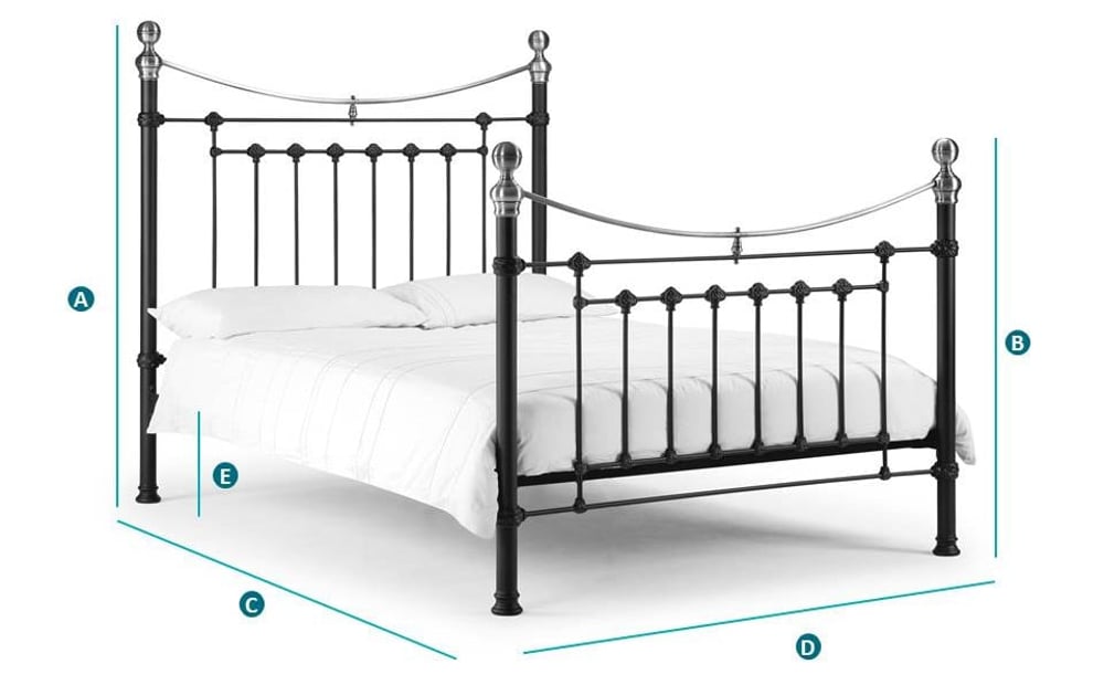 Happy Beds Victoria Stone Metal Bed Sketch Dimensions