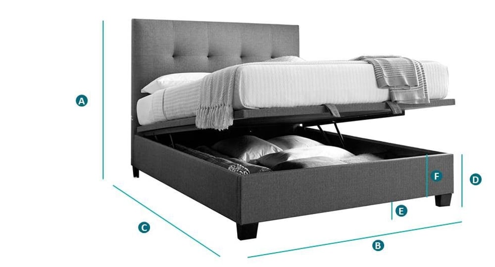 Happy Beds Walkworth Ottoman Sketch Dimensions