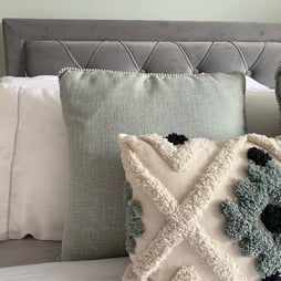 Woodbury grey top velvet bed