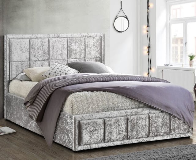 Hannover Steel Velvet Fabric Bed
