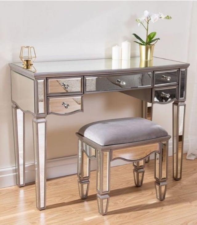 Elysee Mirrored 5 Drawer Dressing Table