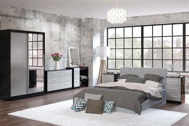 Lynx Black and Grey Wooden Bedroom Furniture Collections