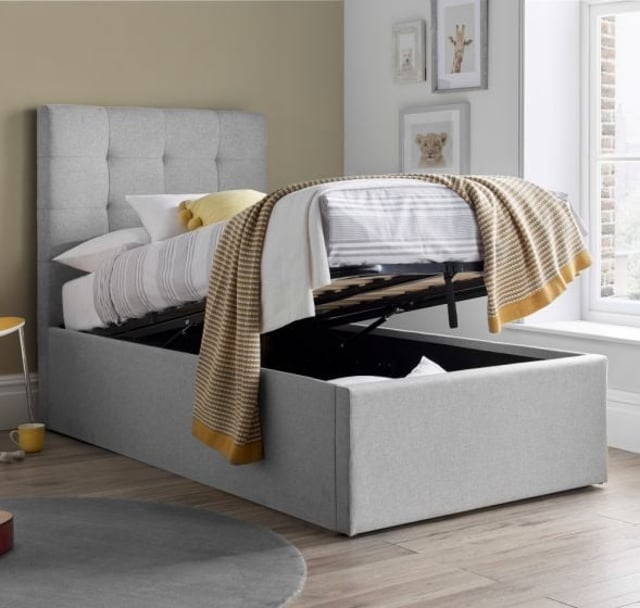 Candy Grey Fabric Ottoman Bed