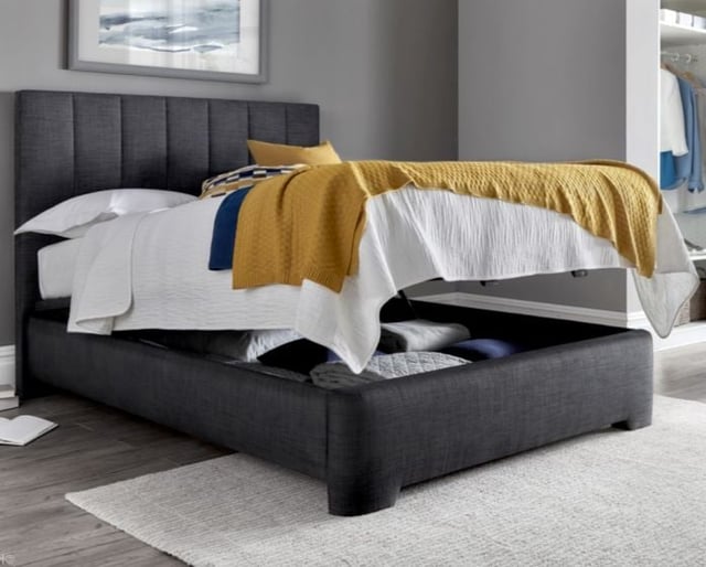 Medburn Slate Grey Fabric Ottoman Storage Bed