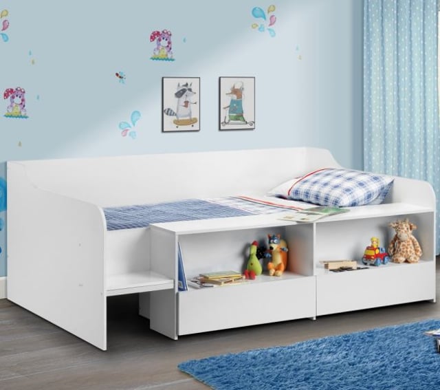 Stella White Wooden Kids Low Sleeper Cabin Storage Bed