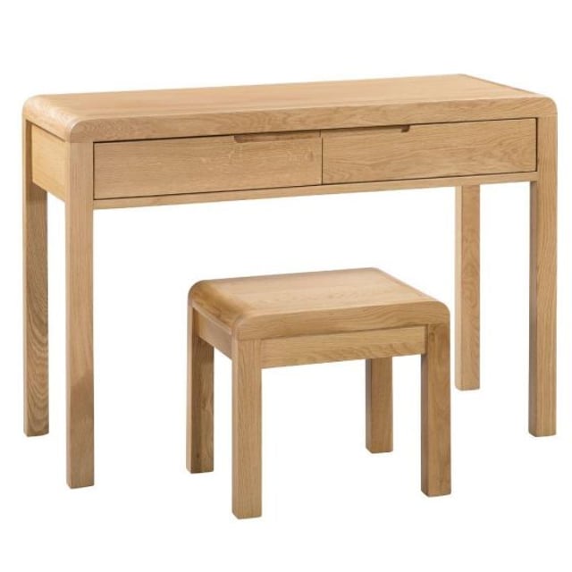 Curve Oak 2 Drawer Wooden Dressing Table and Stool