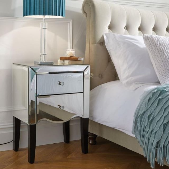 Palermo Mirrored 2 Drawer Bedside Table