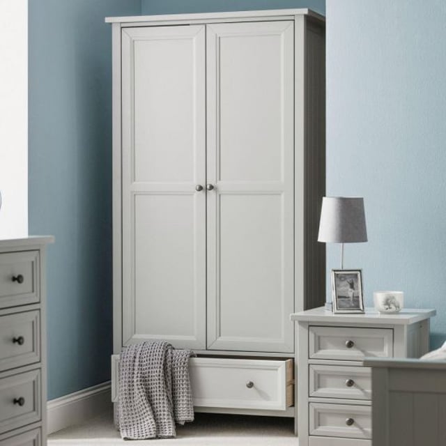 Maine Dove Grey 2 Door Wooden Combination Wardrobe