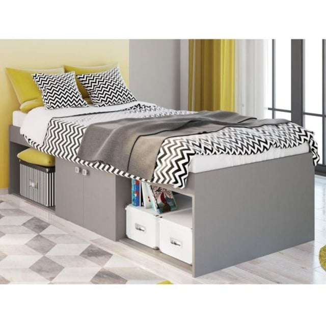 Arctic Grey Wooden Low Sleeper Storage Bed
