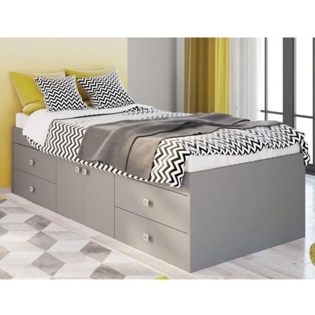 Arctic Grey Wooden Low Sleeper 4 Drawer Storage Bed