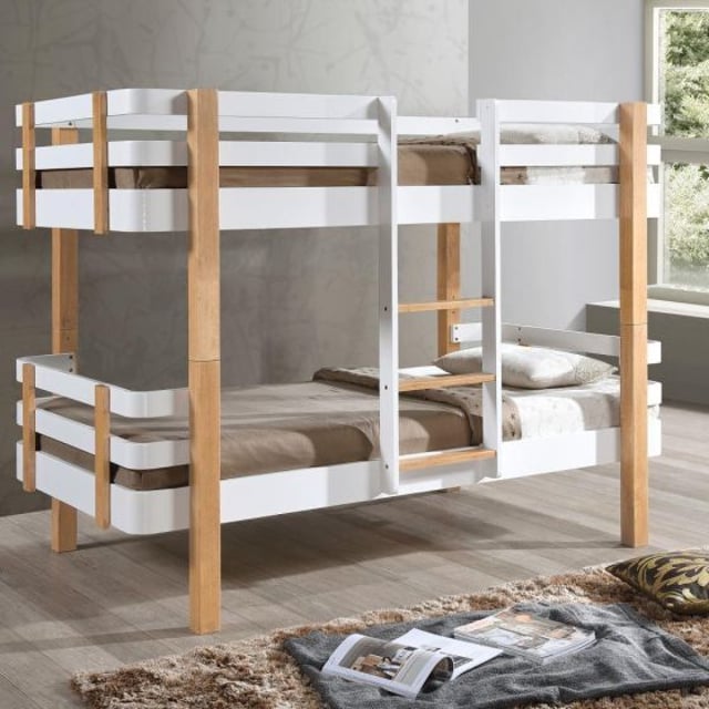 Hudson White and Oak Wooden Bunk Bed