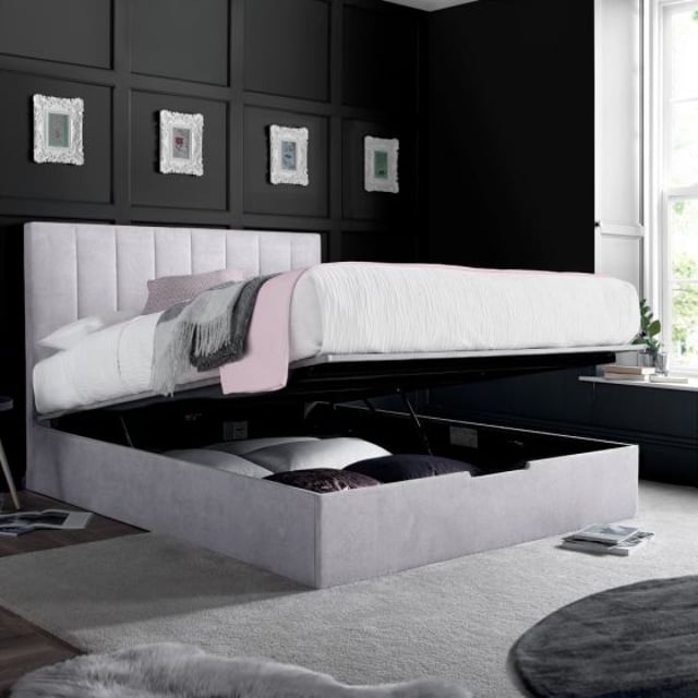 Lincoln Connect Silver Fabric Ottoman Storage Bed