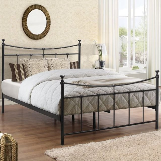 Emily Black Metal Bed Beds Happy, Metal Double Bed Frame Dimensions