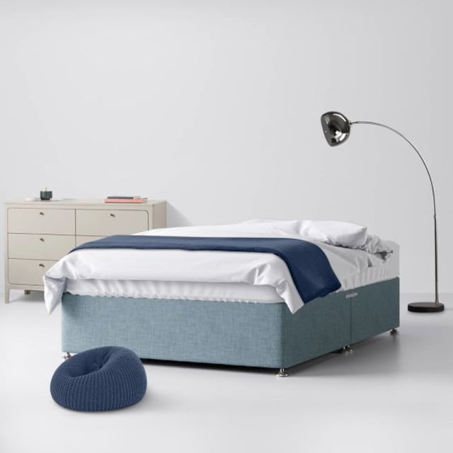 Classic Duck Egg Fabric Divan Bed, Blackstone 12 Memory Foam Mattress And Platform Bed Set Gray King