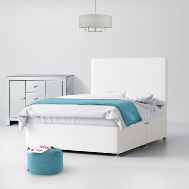Cornell Plain White Fabric Divan Bed