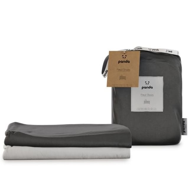 Panda Kids Urban Grey and Pure White 100% Bamboo Fitted Sheets