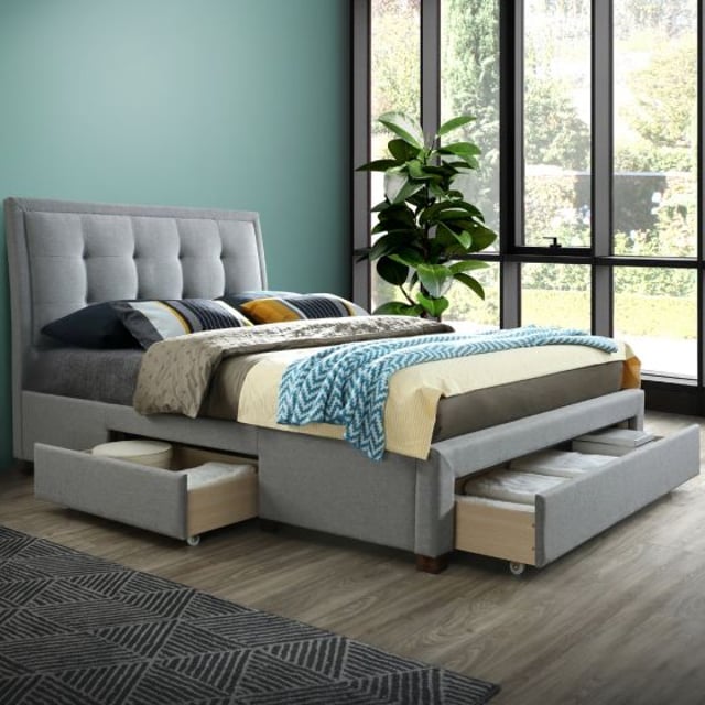 Shelby Grey Fabric 3 Drawer Storage Bed