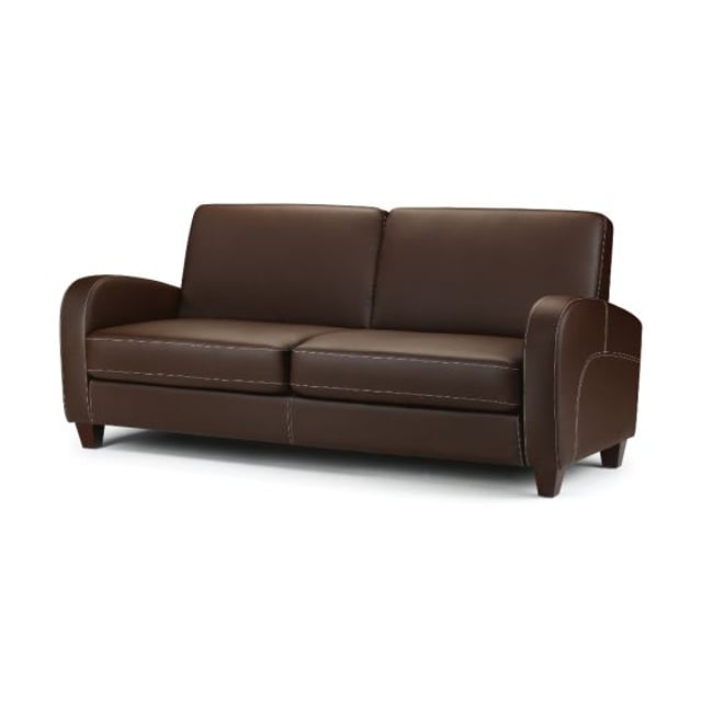 Vivo Brown Faux Leather 3 Seater Sofa