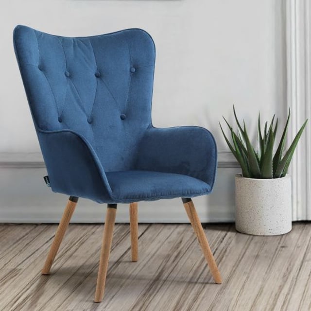 Willow Midnight Blue Velvet Fabric Chair