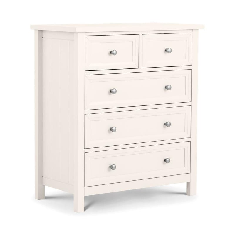 Maine White 3+2 Drawer Wooden Chest | Happy Beds