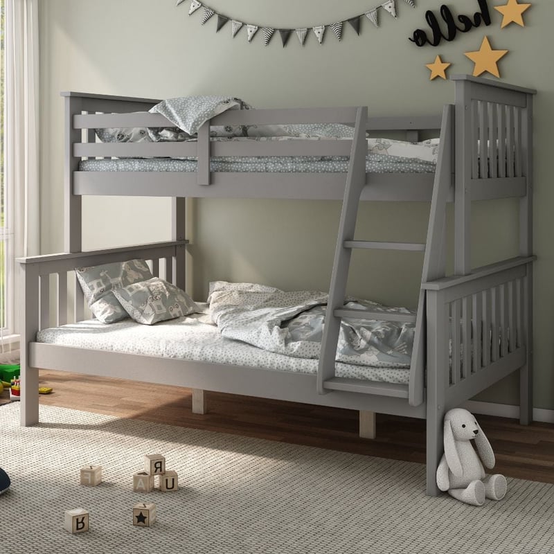 Atlantis Grey Wooden Triple Sleeper Bed Frame 3ft Single Top and 4ft