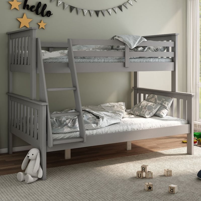 Atlantis Grey Wooden Triple Sleeper Bed Frame 3ft Single Top and 4ft