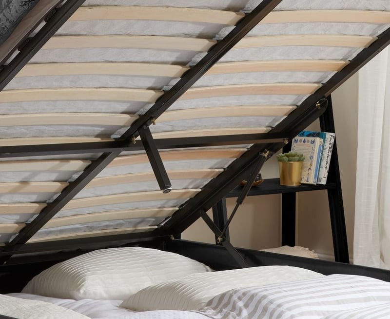 Berlin Black Leather Ottoman Storage Bed Frame 4ft6 Double