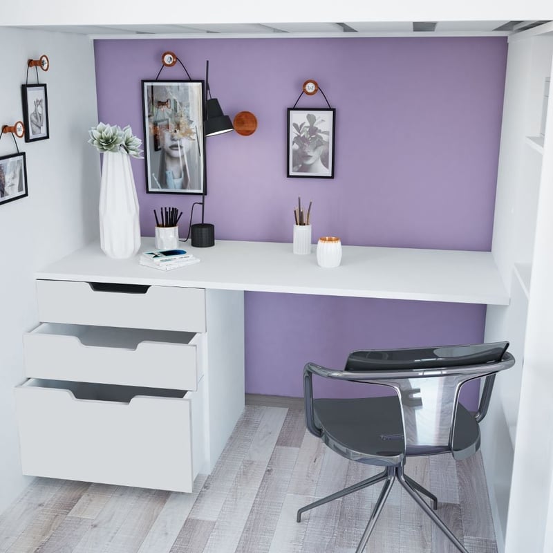 Loft Station White Wooden High Sleeper Storage Bed