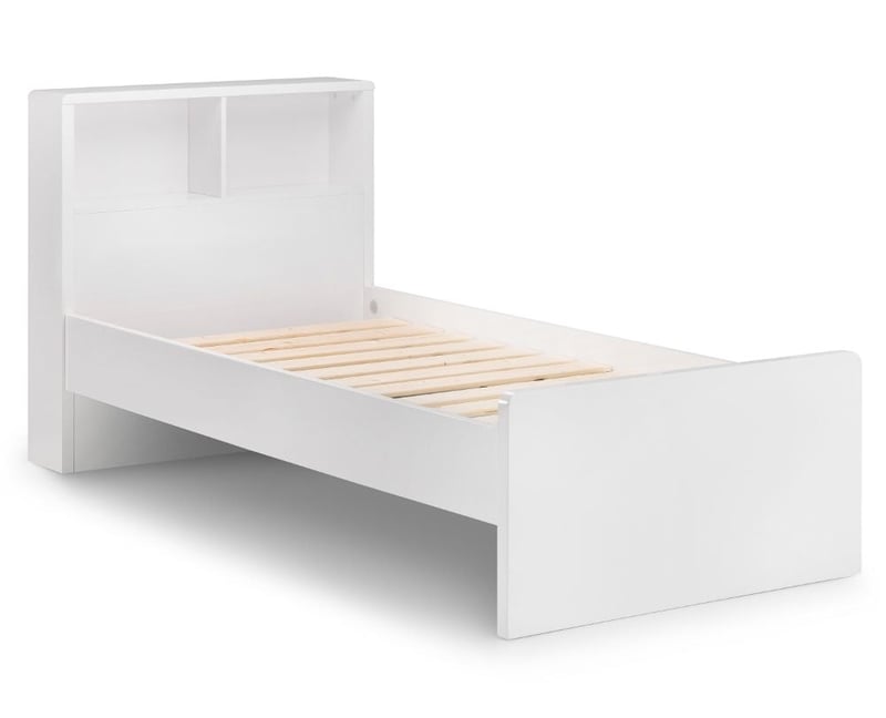 Manhattan Gloss White Wooden 2 Drawer Storage Bookcase Bed Frame 3ft